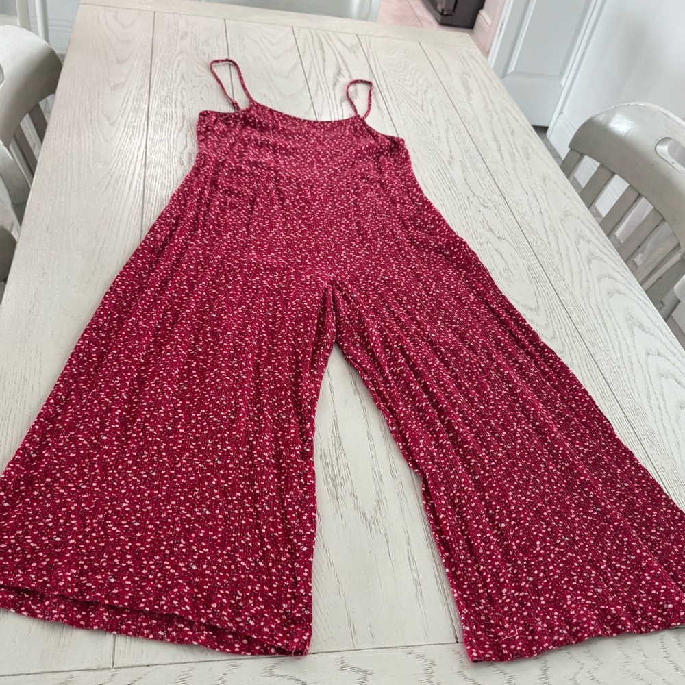 Hem & Thread Red And White Patterned Jumpsuit - image 1